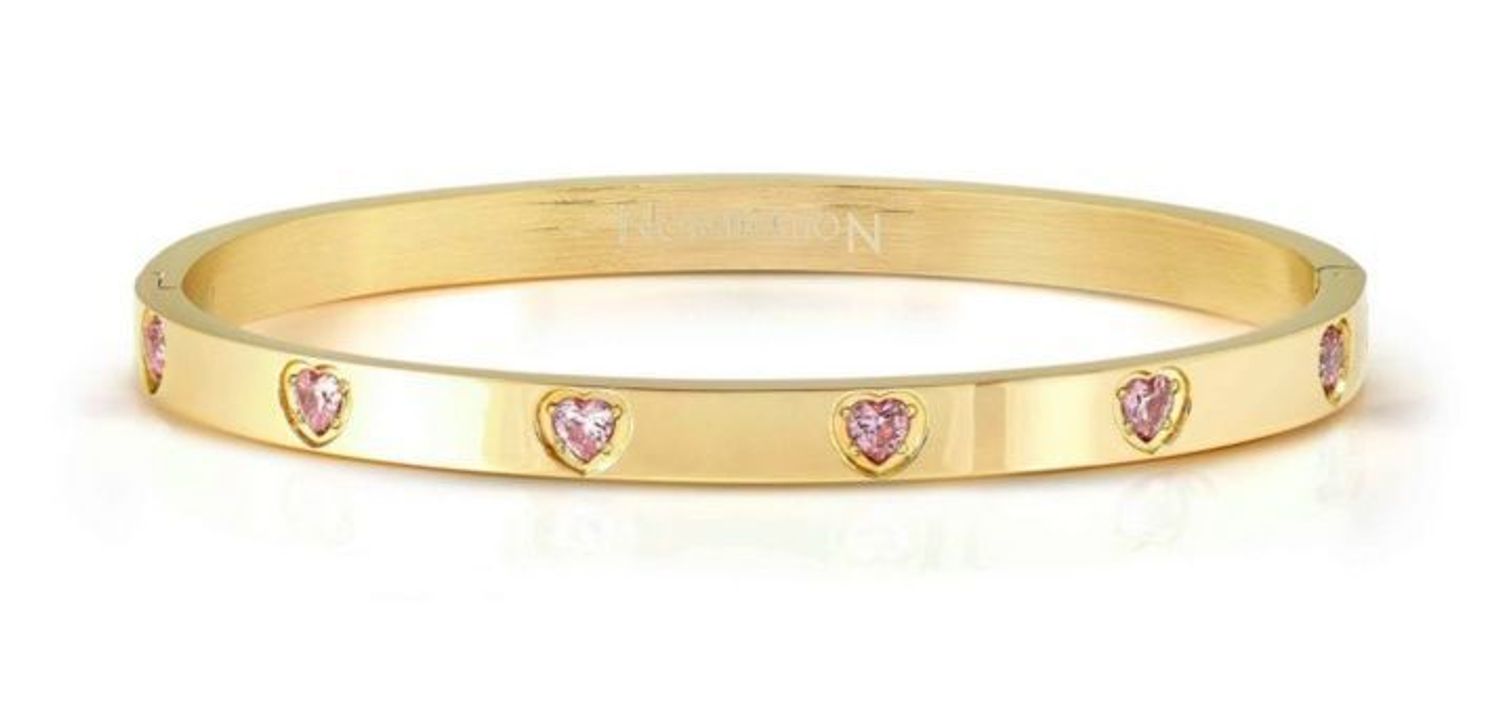 Sztywna bransoletka Nomination Pretty Bangles stalowa z różowym sercem z cyrkonii 029530 021df.jpg